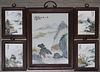 (5) Signed Framed Chinese Enamel Decorated Plaques