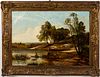 J. Longhie, Landscape Scene with River, O/C, 1873