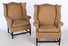 Pair of George III Style Wing Chairs, 20th C