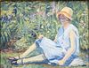 Amey Allan (1837-1965), Girl in a Garden, O/B
