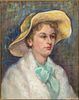 Edith Blun, Portrait of a Woman in Straw Hat, O/C