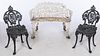 Cast Iron White Garden Settee and 2 Chairs, 19th C