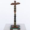 Folk Art Painted and Carved Wood Totem