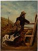 Unsigned, Farmer with Dogs, Oil on Canvas, 19th C