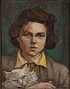 Helen Hatch Inglesby, Portrait of Woman & Cat, O/B