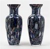 * A Pair of Italian Glass Vases Height 14 3/4 inches.