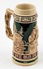 * A German Pottery Mug Height 9 1/2 inches.