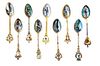* A Group of Nine German Gilt Silver and Enamel Demitasse Spoons. Length 5 1/4 inches.
