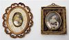 * Two Painted Portrait Miniatures Height of first 7 inches.