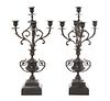 A Pair of Neoclassical Bronze Five-Light Candelabra Height 19 1/2 inches.