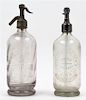 Two Vintage Seltzer Bottles. Height of taller 12 inches.