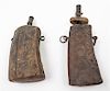 * Two Hoof Mounted Powder Flasks Height of larger 9 1/2 inches.