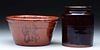 Lot of 2: Redware Pottery.