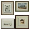 A Group of Four Works of Art by Various Artists, 20th Century,