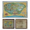 A Framed Mickey Mouse 'Race Around the World' Map by Firch's Ma-Bread, 20th Century,