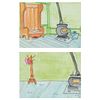 Two Master Background Watercolors from Disney's 'Mickey's Christmas', 20th Century,