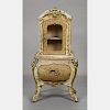 A Miniature French Louis XV Style Velvet and Ormolu Jewelry Cabinet, 19th Century,