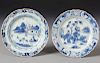2 Chinese Blue and White Porcelain Plates