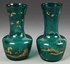 Pair 18th C Qianlong Chinese Peking Glass Vases