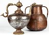 2 Large Antique Asian Copper Jug and Ewer