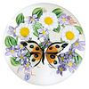 RICHARD LOESEL (FRENCH, B. 1963) BUTTERFLY AND FLORAL GARLAND LAMPWORK PAPERWEIGHT,