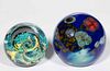 ASSORTED CONTEMPORARY GLASS PAPERWEIGHTS, LOT OF TWO,