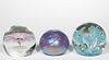 ASSORTED GLASS PAPERWEIGHTS, LOT OF THREE,