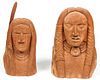 Tim Martin (American, d. 2000): 2 Carved Cedar Wood Busts, 1985-1986, each signed