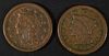 1847 & 1855 LARGE CENTS VF