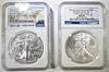 2014 (S) & 2021 (P) AM. SILVER EAGLES NGC MS-69