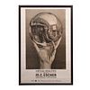 AFICHE "Virtual Realities, the art of M.C. Escher" Estados Unidos Museum of Fine Arts, Houston.  Enmarcado.