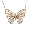 18k Gold Fancy White Diamond Butterfly Pendant Necklace