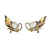 Retro 14k Gold Moonstone  Sapphire Earrings