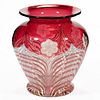 DURAND PULLED FEATHER AND CUT ART GLASS VASE,