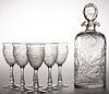 ENGLISH INTAGLIO / ROCK CRYSTAL CUT GLASS DRINKING ARTICLES, LOT OF SEVEN,