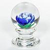 FRANCIS WHITTEMORE (AMERICAN 1921-2020) CRIMP ROSE PEDESTAL PAPERWEIGHT,