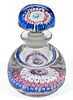 ANTIQUE ENGLISH CONCENTRIC MILLEFIORI GLASS PAPERWEIGHT INKWELL, 