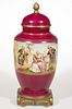 CONTINENTAL HAND-PAINTED PORCELAIN BOLTED URN,