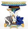ENGLISH WEDGWOOD MAJOLICA HAND-PAINTED BOLTED CENTERPIECE / COMPOTE,