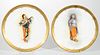 ENGLISH MINTONS PORCELAIN SIGNED "F. BELLANGER" HAND-PAINTED PAIR OF CABINET PLATES, 