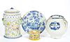 CONTINENTAL DELFT TIN-GLAZED HAND-PAINTED EARTHENWARE ARTICLES, LOT OF FOUR,