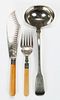 ENGLISH STERLING SILVER SERVING UTENSILS, LOT OF THREE,