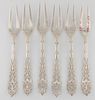 DOMINICK & HAFF STERLING SILVER TWO-TINED FORKS, SET OF SIX,