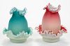 CASED SATIN GLASS FAIRY LAMPS, LOT OF TWO,