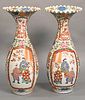 A Pair of Japanese Kutani Baluster Vases