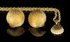 VINTAGE / CONTEMPORARY 14K YELLOW GOLD SHELL-FORM JEWELRY, LOT OF THREE PIECES,