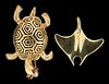 VINTAGE 10K-14K / 14K YELLOW GOLD FIGURAL JEWELRY, LOT OF TWO,