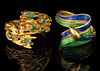 VINTAGE ITALIAN 18K YELLOW GOLD RINGS, LOT OF TWO,