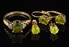 VINTAGE / CONTEMPORARY 14K YELLOW GOLD AND STONE JEWELRY, LOT OF FIVE,