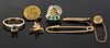 VINTAGE / CONTEMPORARY 10K AND 14K GOLD JEWELRY, LOT OF SIX, 